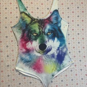 Forever 21 rainbow wolf body suit